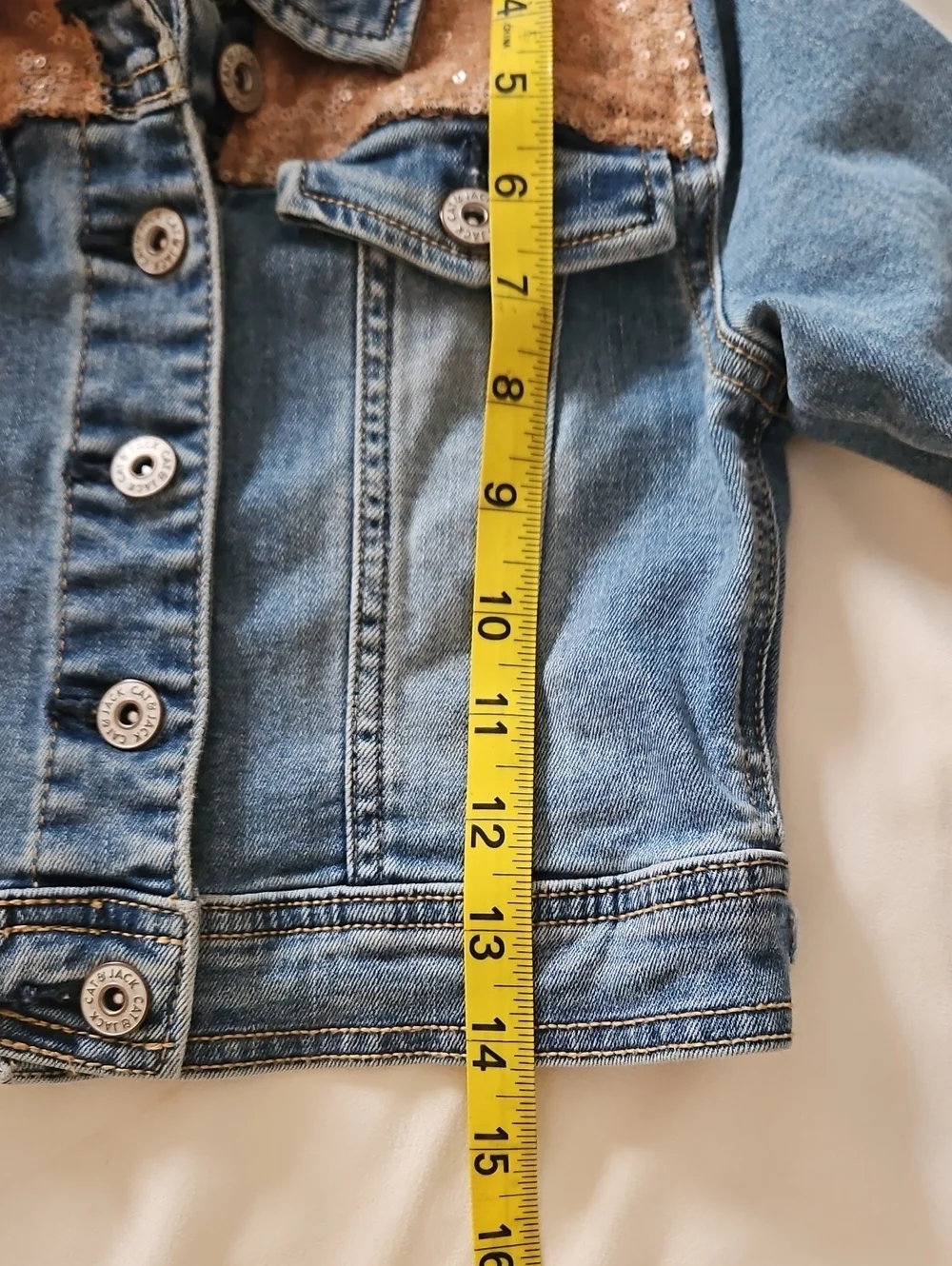 Cat & Jack Light Blue Denim Jacket with Sparklin Sequin Yoke Kids S